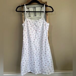 H&M White Dress with Pink Floral Design